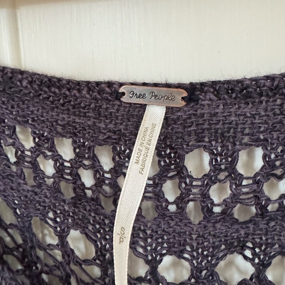 Free People Open Knit Crochet Boho Sweater Navy Size S - Picture 3 of 3